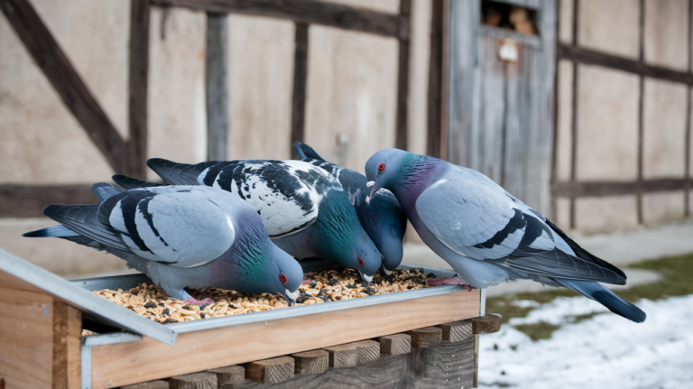 Cold weather pigeon feeding